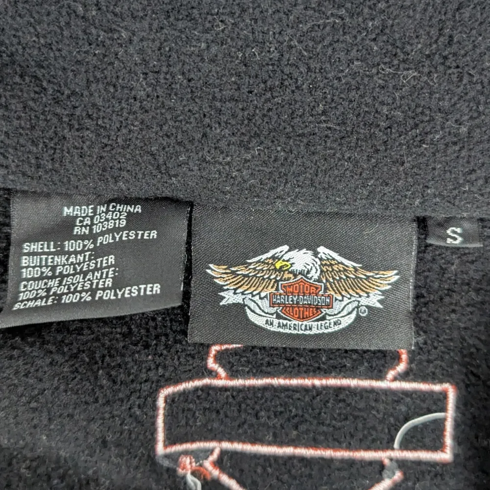Ladies' Harley Davidson Zip Up Fleece Jacket Size Small Black - Image 2