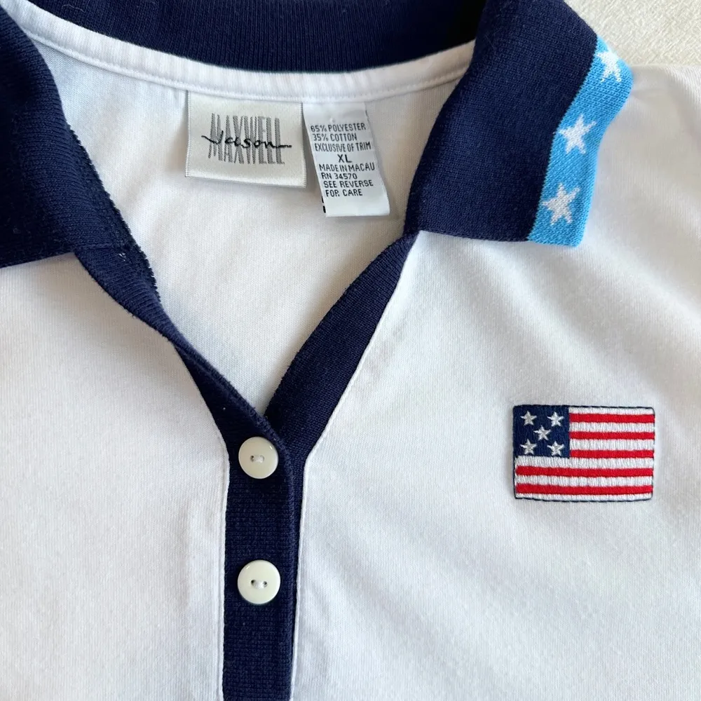 Vintage 80s  Americana USA Polo Tank - White - XL - Image 7