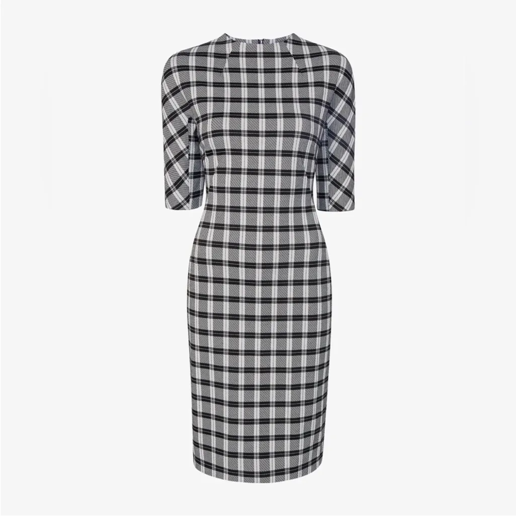 MM Lafleur Farnoosh Plaid Sheath Dress Checkmate Black White Checkered Size 4 - Image 3