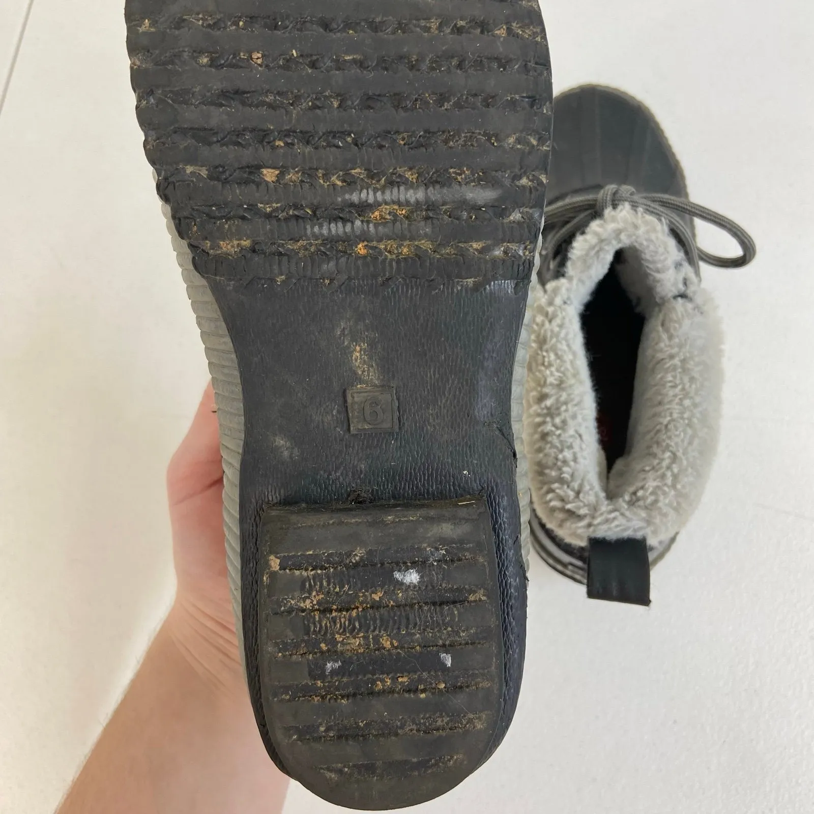 J Sport by Jambu women's gray rubber lace up faux fur lined winter duck boots 6 - Image 5