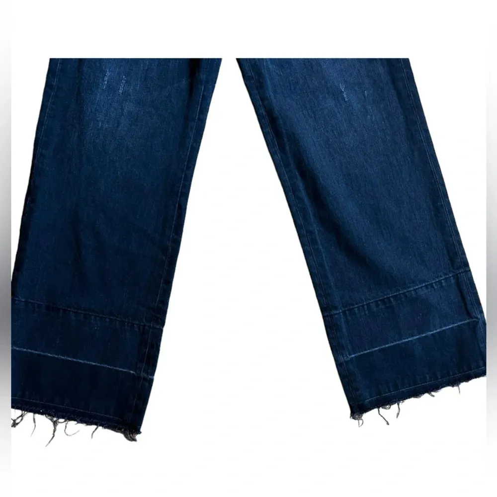 Sandrine Rose Los Angeles black wide leg embroidered jeans size 24 Fray Hem - Image 4