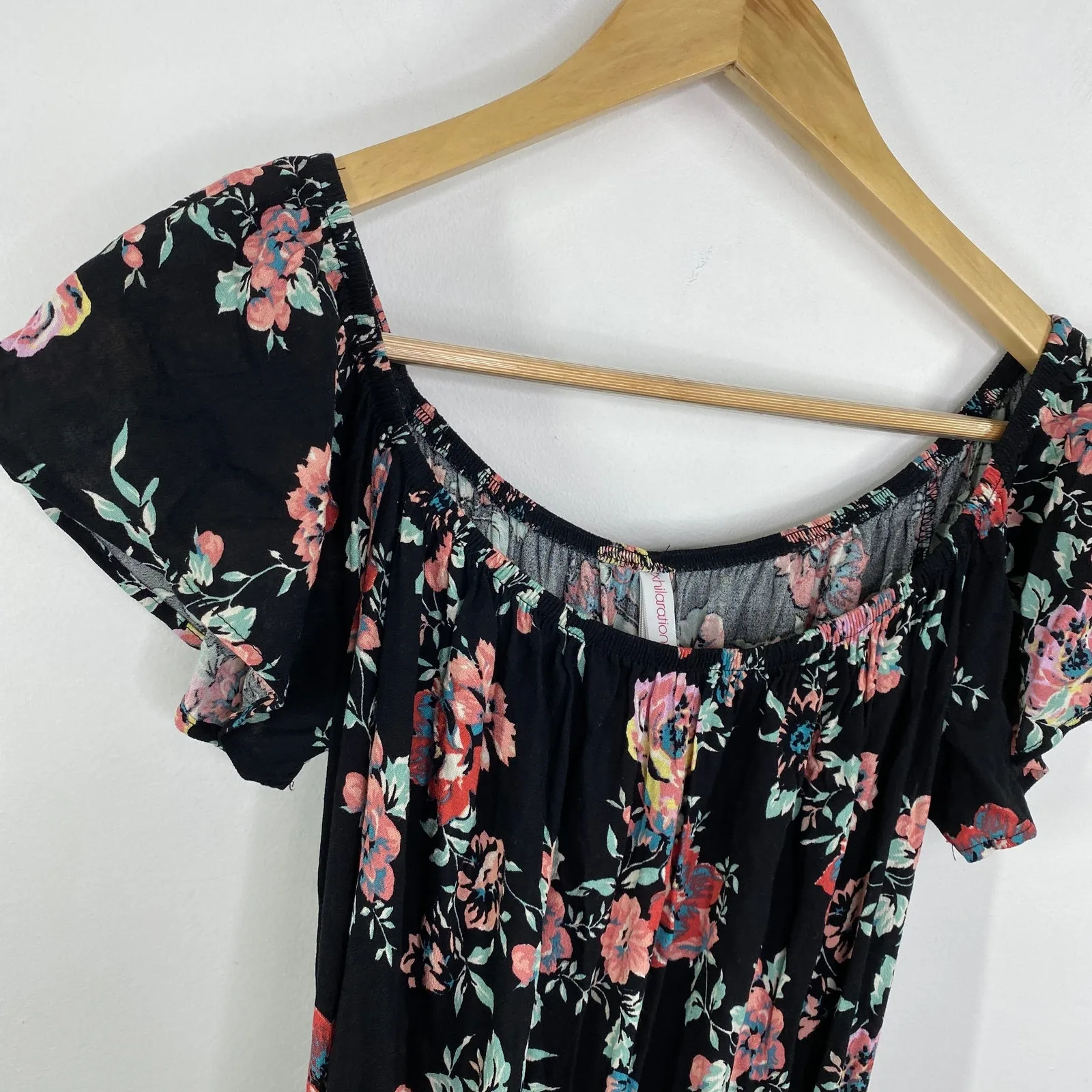 Xhilaration Black Floral Print Faux Wrap High Low Dress Women's Size Small S NWT - Image 5