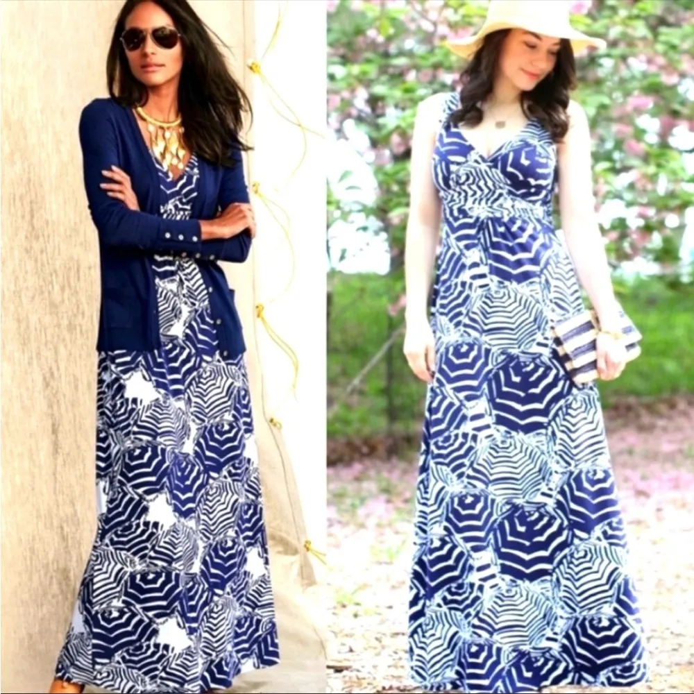 Lilly Pulitzer Sloane Maxi Dress Navy Umbrella Oh Cabana Boy - Image 3
