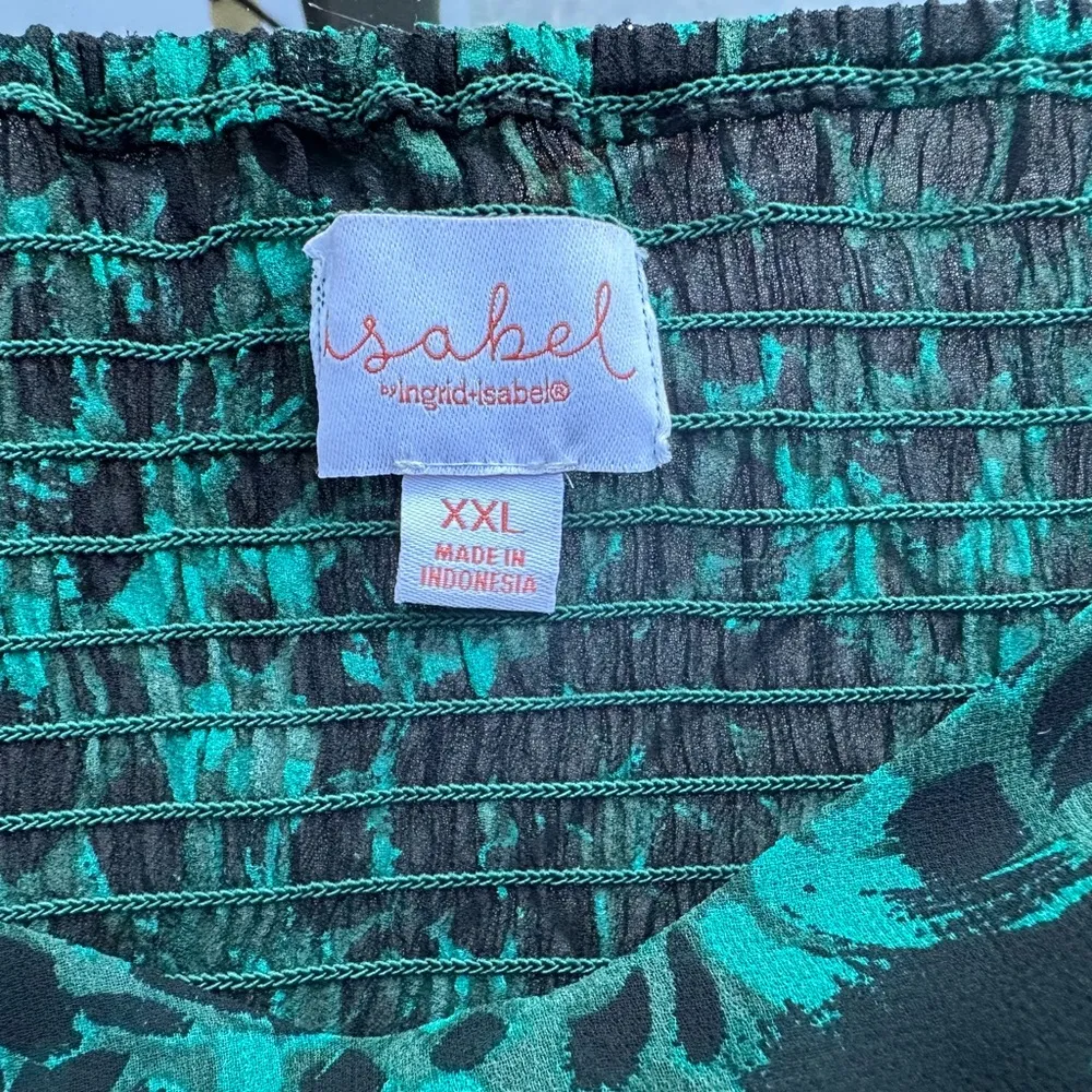 Isabel Maternity Floral Chiffon Long Sleeve Corsetry Top in Green/Black Size XXL - Image 8