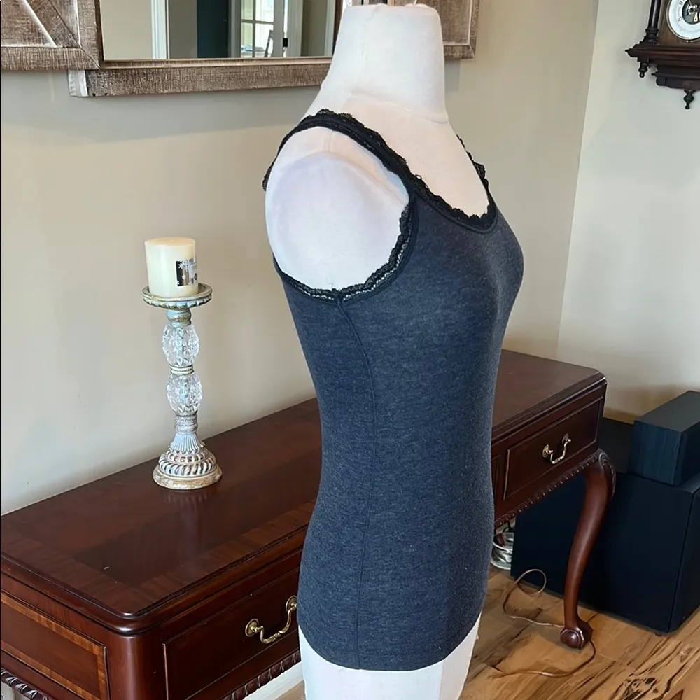 Dark Gray Lace Trim Tank Top - Image 5