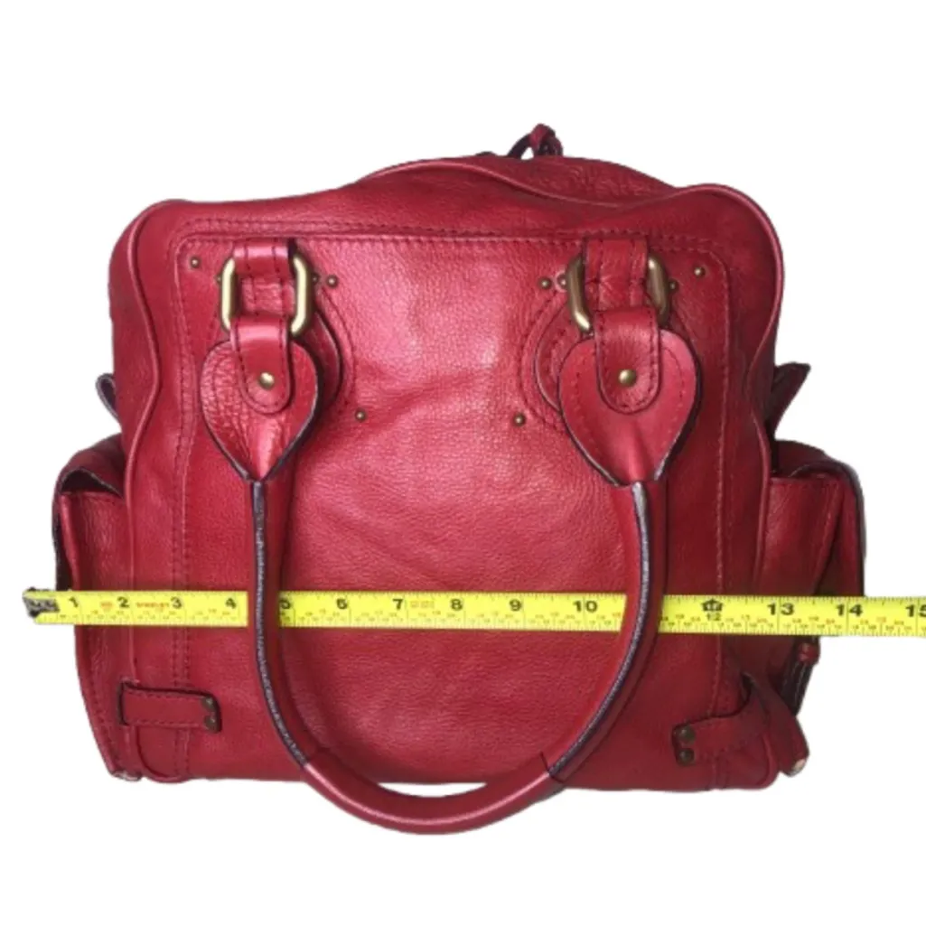 CHLOE Paddington Red Leather Large Bag Comes with: Padlock, Key, COA, Dustbag - Image 10