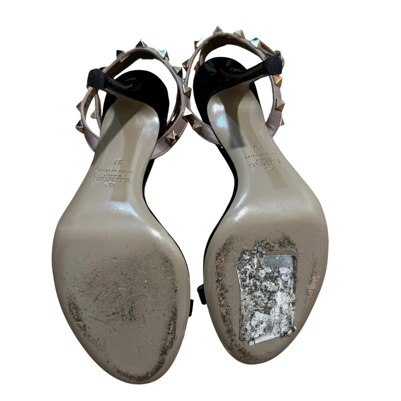 Valentino Garavani Rockstud Black Patent Leather Strappy Sandals Size 37 - Image 8