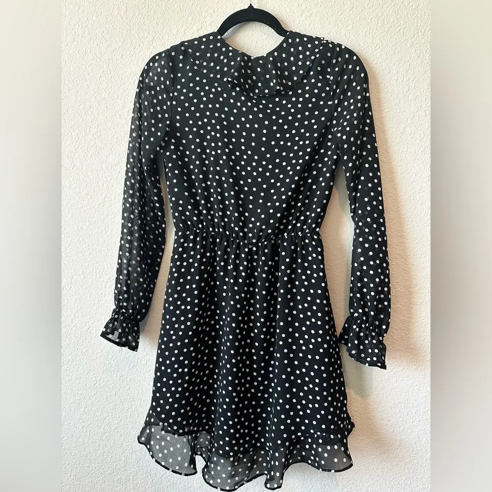 H&M Black Dress with White Dots DIVIDED Size 6 - Image 3