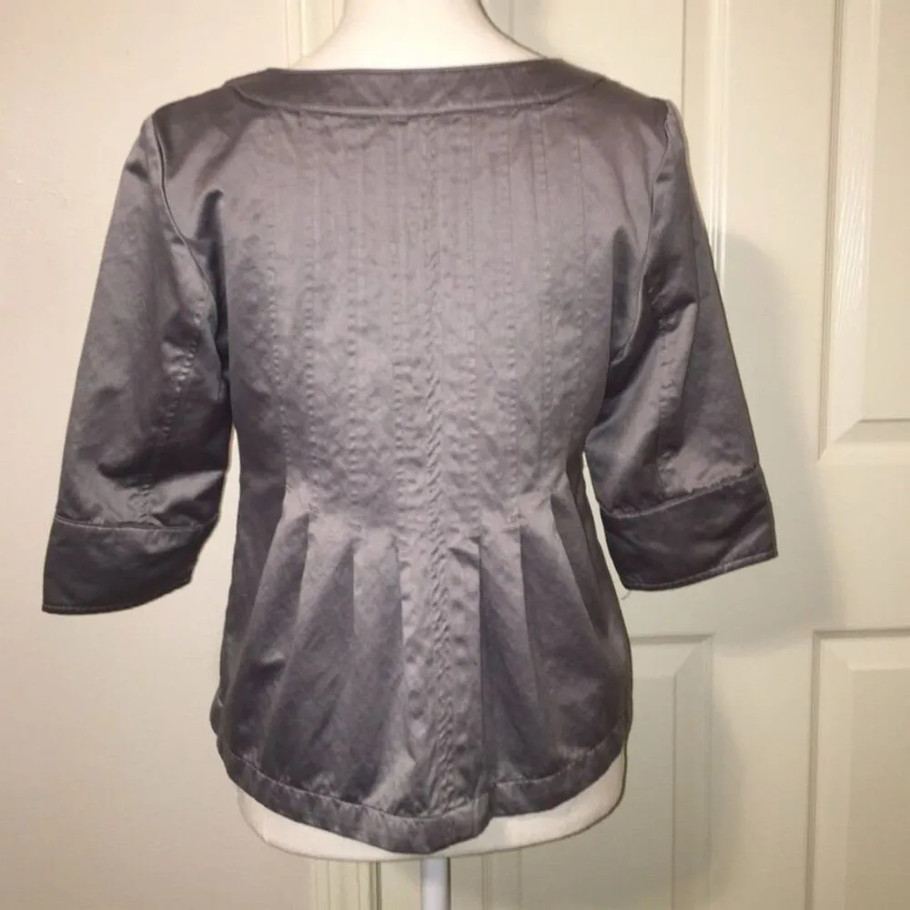 Mossimo Women's Gray Lightweight Evening Jacket Size M 3/4 Sleeve Silver Size M - Image 4