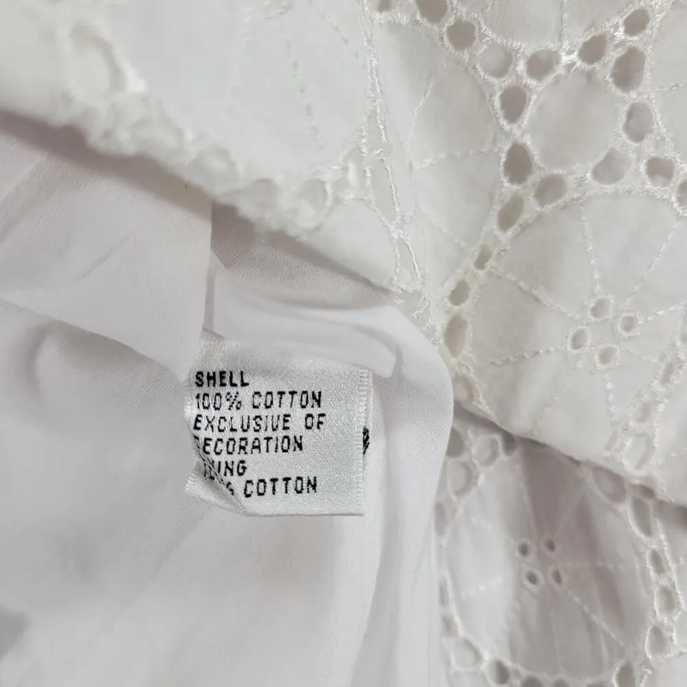Talbots Womens Jacket 12 White Eyelet Stretch Lace Clear Button - Image 13