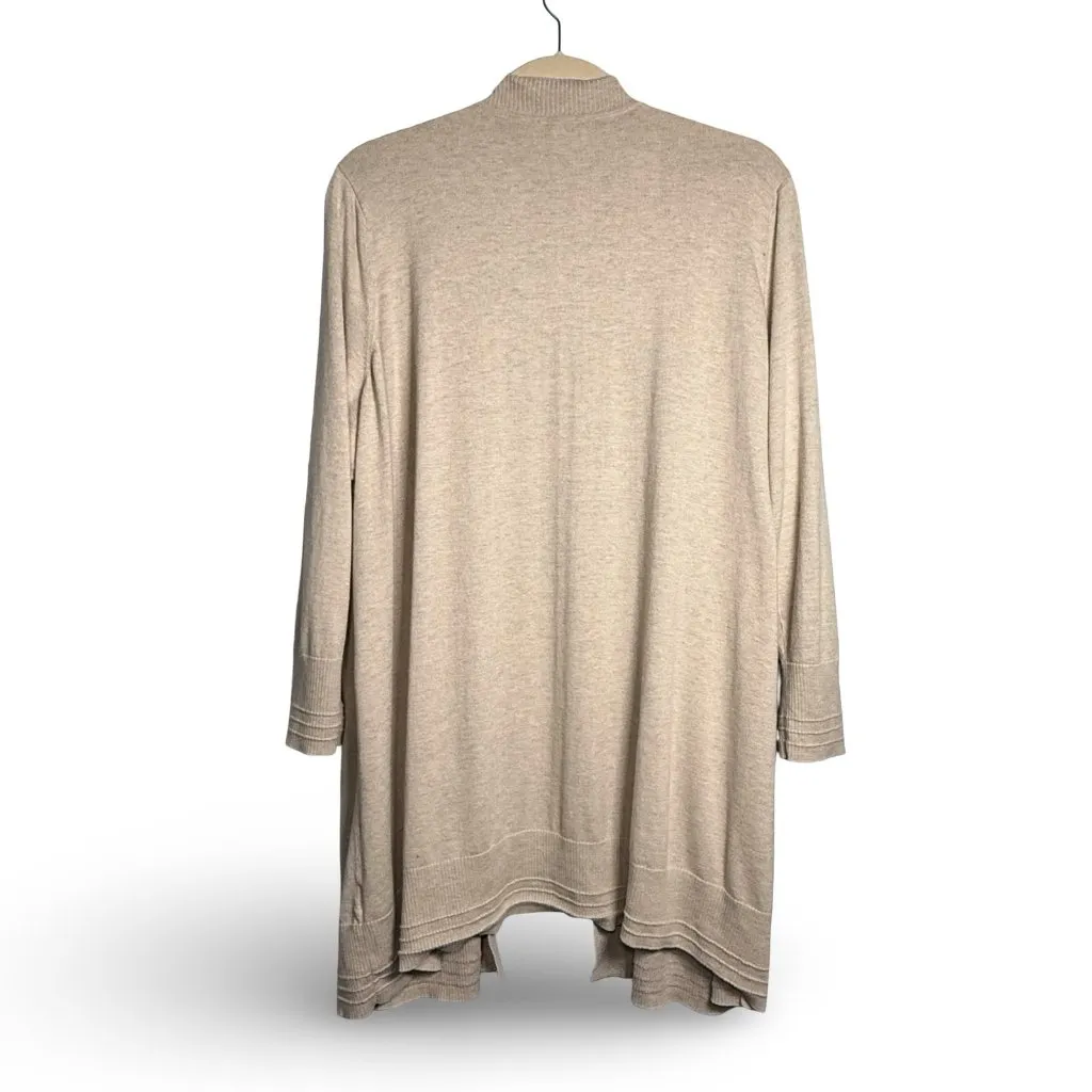 Isaac Mizrahi Live Cardigan Sweater Womens 5X Beige Open Front Pockets Longline - Image 2