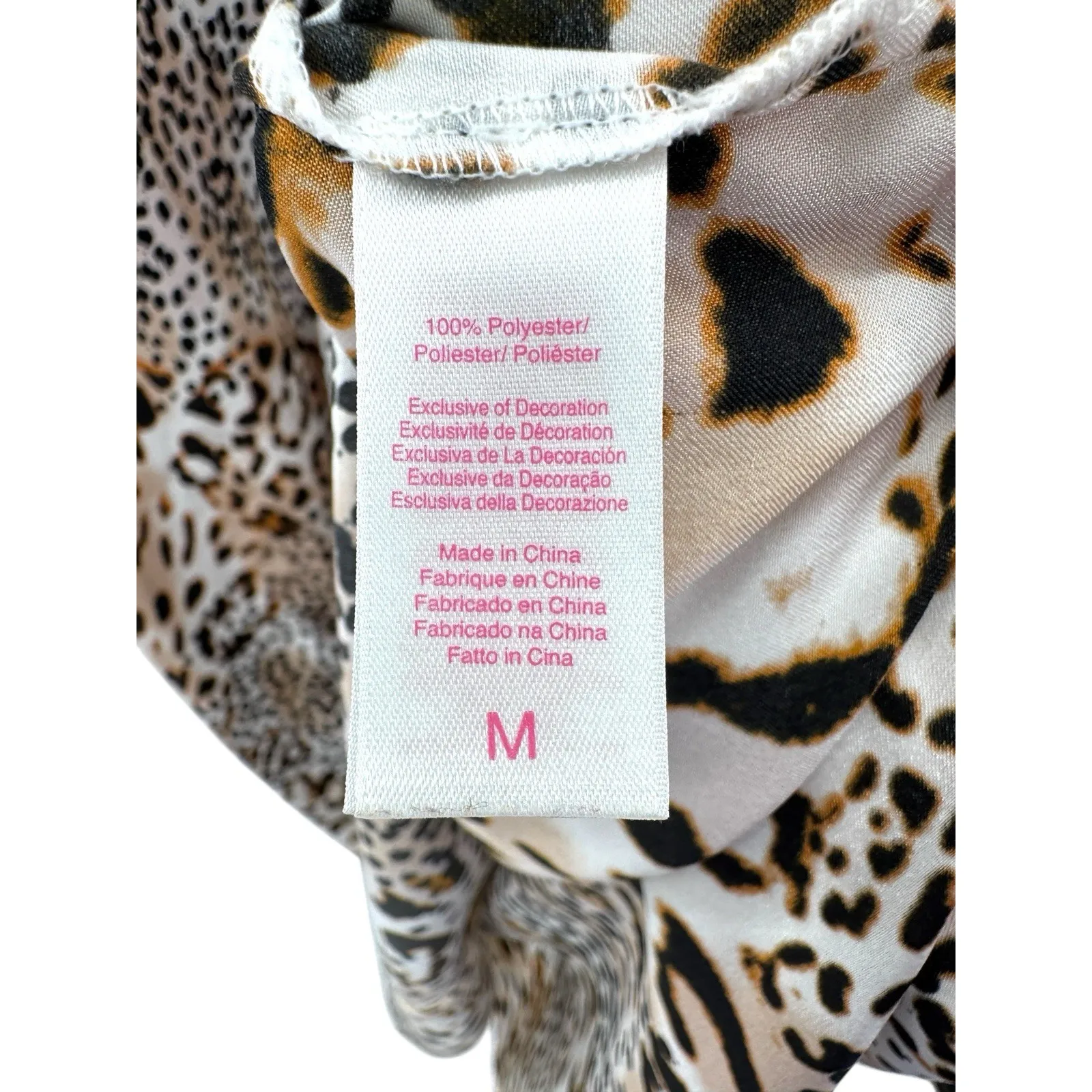 Oscar de la‎ Renta Pink Label Caftan M Animal Print 90s Lounge Dress Vintage - Image 5