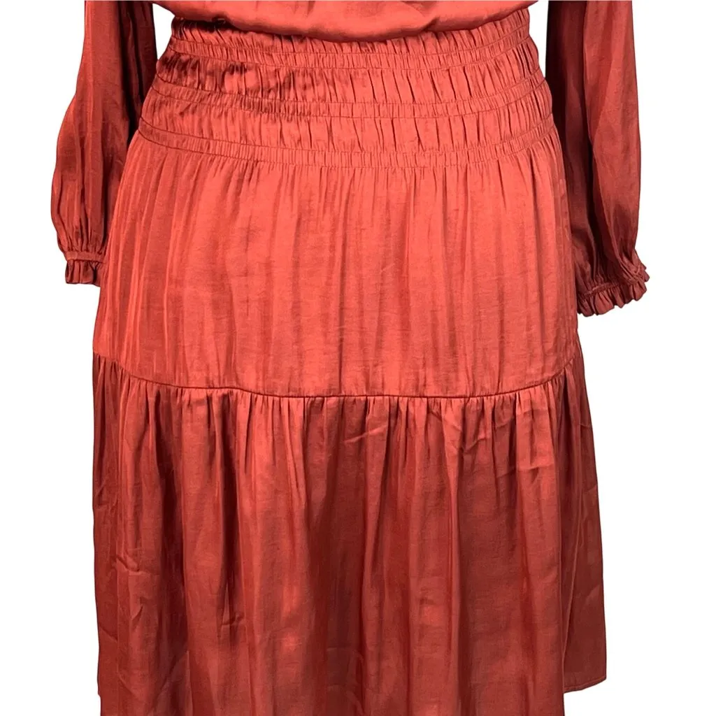 Grade & Gather Rust Smocked Drop Waist Peasant Gypsy Dress Size S Feminine - Image 7