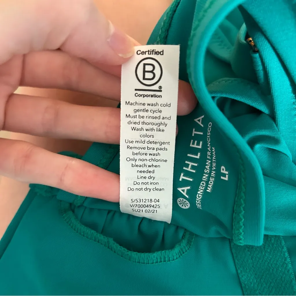 Athleta Square Neck Ruched One Piece Swimsuit Aruba Teal Size Large Petite - Image 9