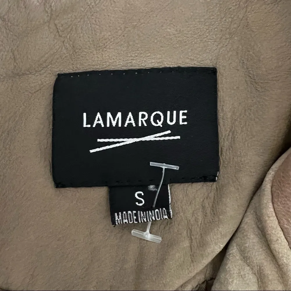 Lamarque Edusa Leather Zipper Vest Jacket Tan Khaki Moto Western Size S - Image 9