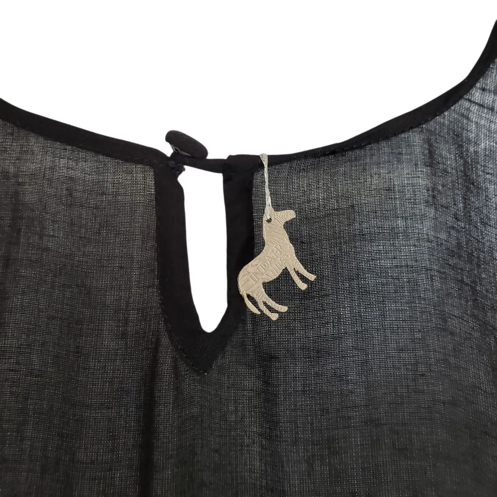 Indah Twiga Maxi Dress Womens Small Black Sheer Coverup Open Side Boho - Image 5