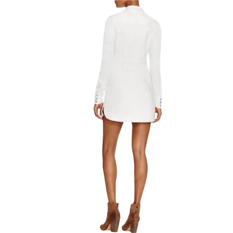 Free People Dynomite Denim Mini Shirt Dress White Size Small - Image 9