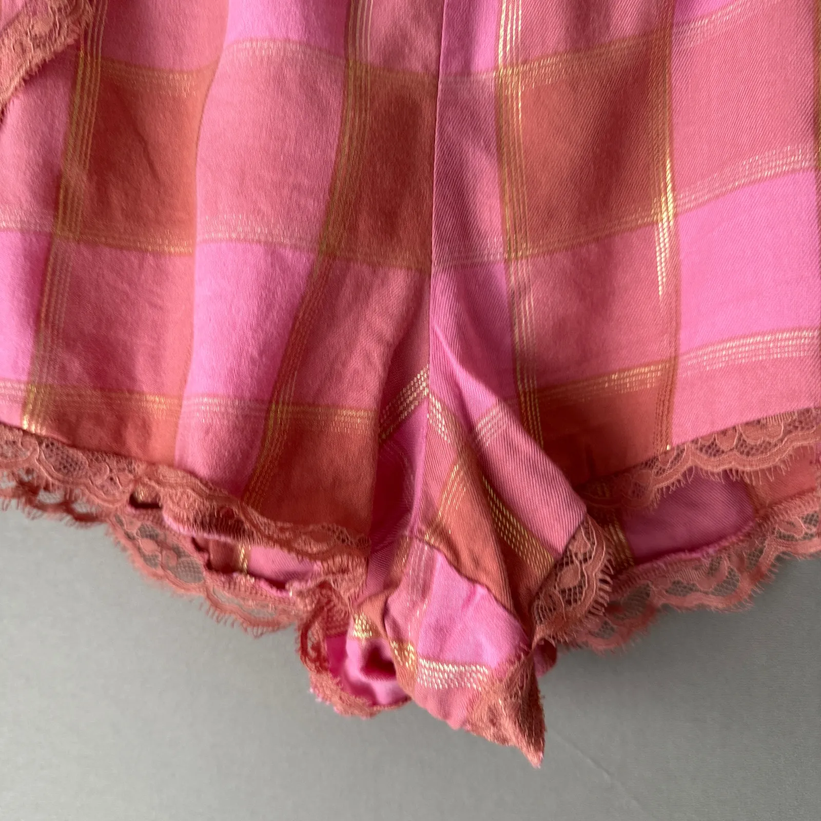 Victoria's Secret Shorts Size M Pink Orange Plaid‎ - Image 3