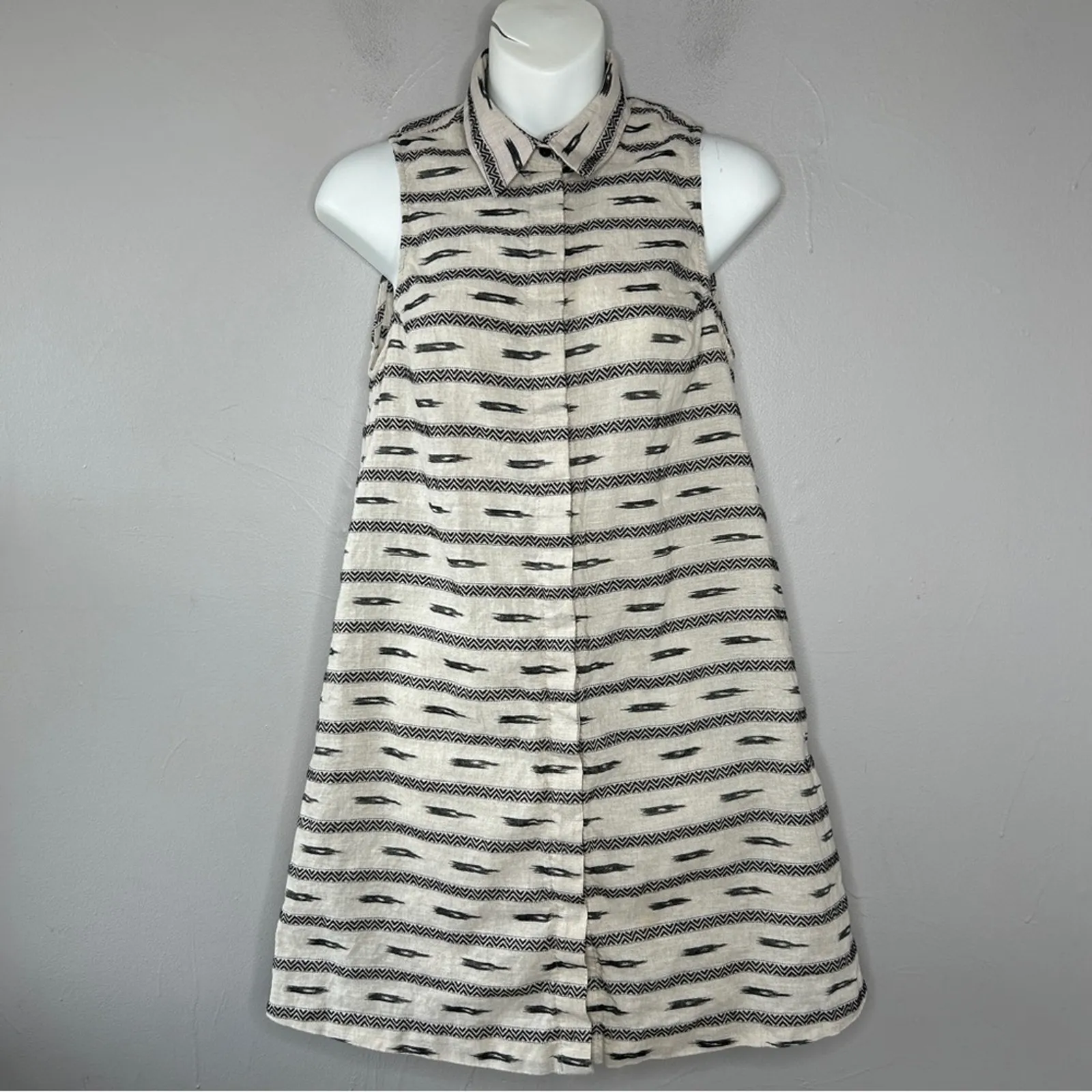 ALICE + OLIVIA Linen Blend Shirt Dress Womens Small Boho Indie Chic Southwestern - Image 4