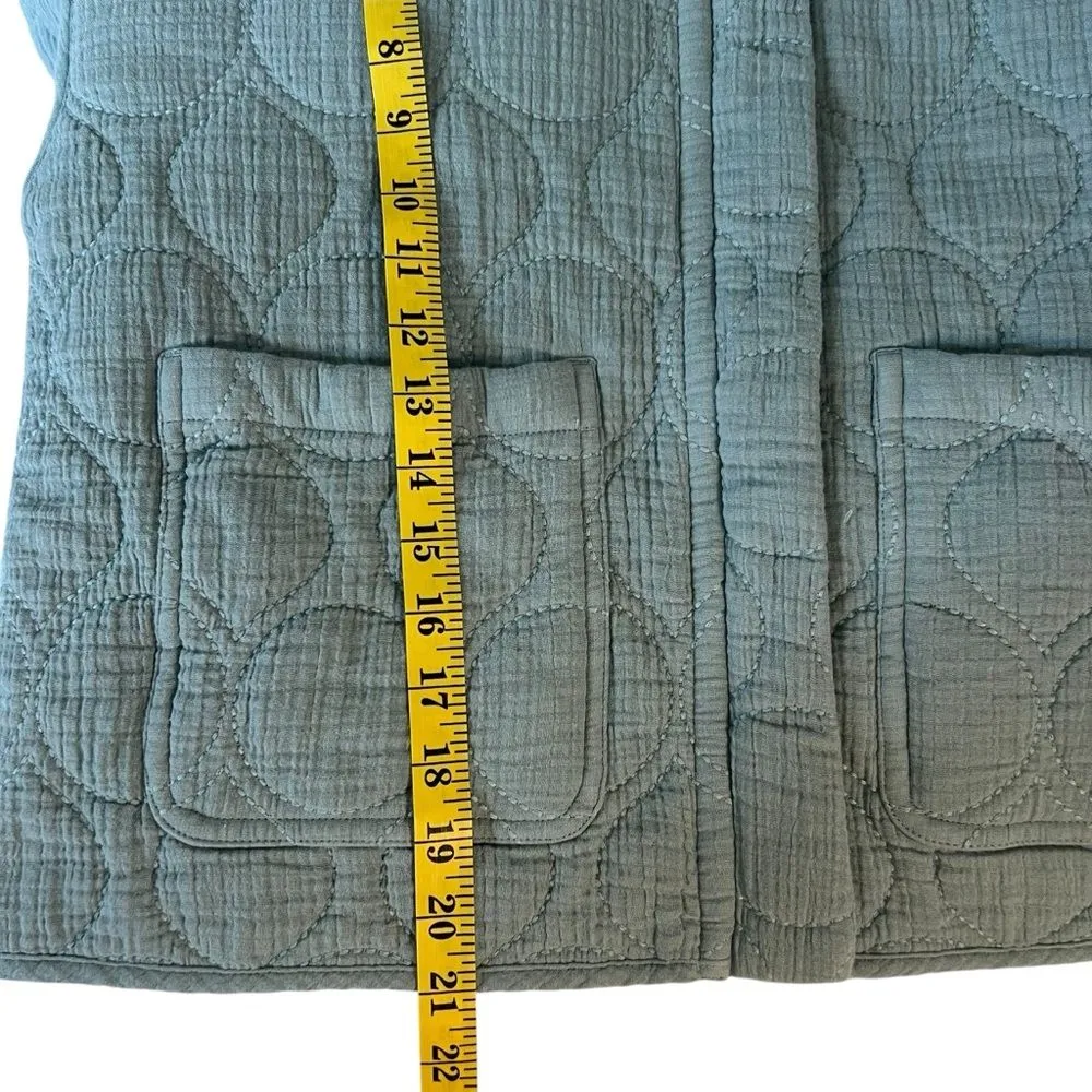 J Jill Pure Jill Womens Quilted Double Gauze Jacket Size S Cropped Artsy Mature Green - Image 6