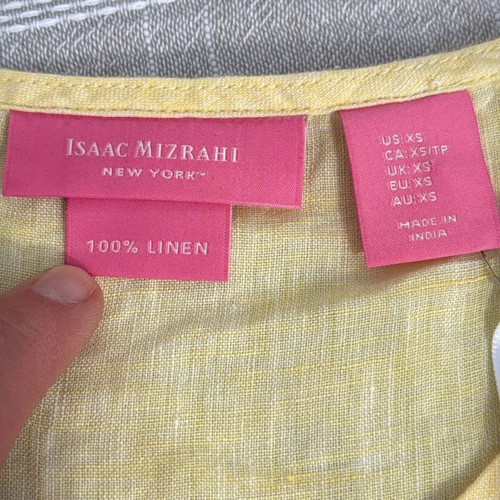 Isaac Mizrahi Yellow Linen Peplum Tank Top D35 - Image 3