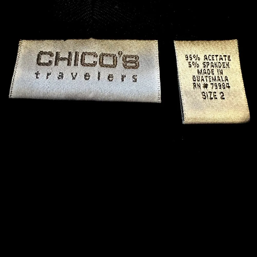 Chico's Travelers Cardigan Slinky Waterfall Sweater Open Front Black 2 Large - Image 3