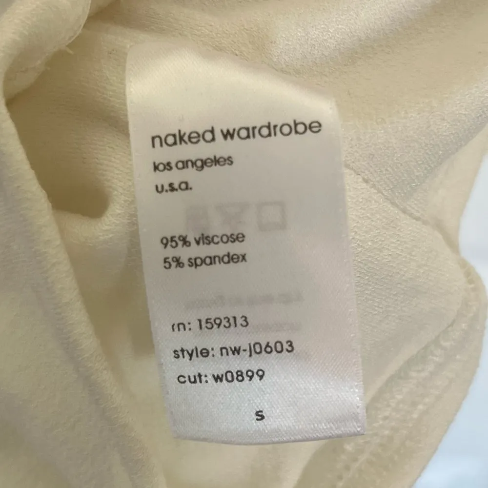 NWT NAKED WARDROBE Cream 4-Way Stretch Long Sleeve Crew Neck Romper Size S - Image 4