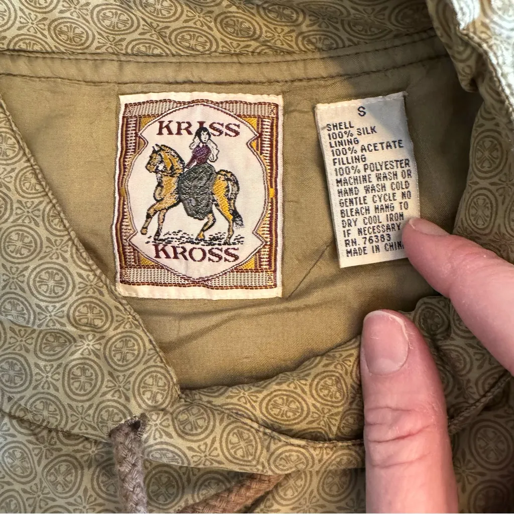 VINTAGE KRISS KROSS Pullover Silk‎ Top Green - Image 4