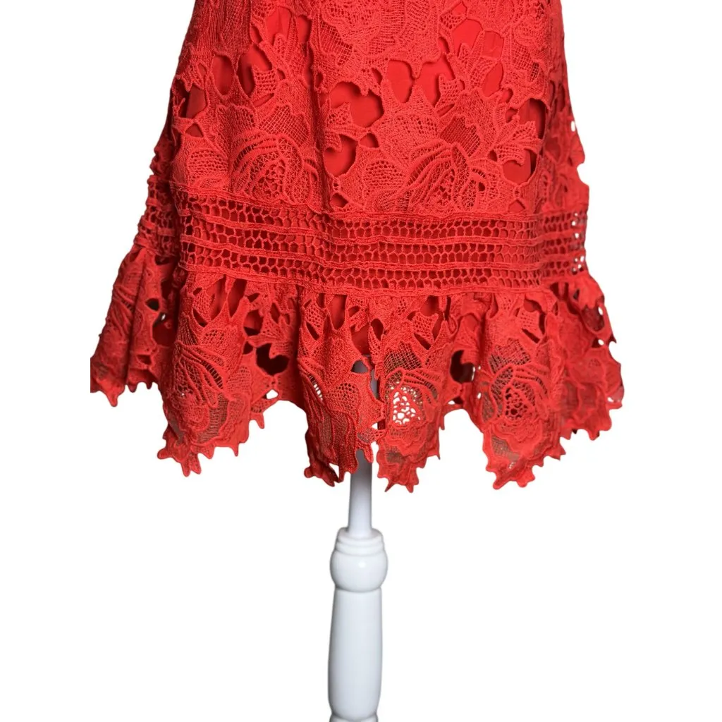 NEW BEULAH STYLE Size M Womens Red Lace Mini Dress Boho Peasant Beach Summer Size M - Image 8