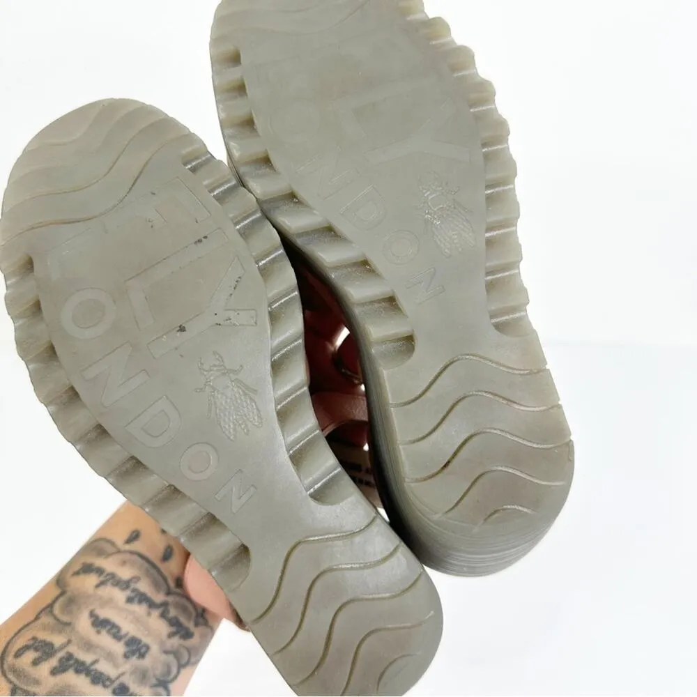 Fly London Size 37/US 6.5-7 Yake Pink Rose Perforated Leather Wedge Sandals - Image 4