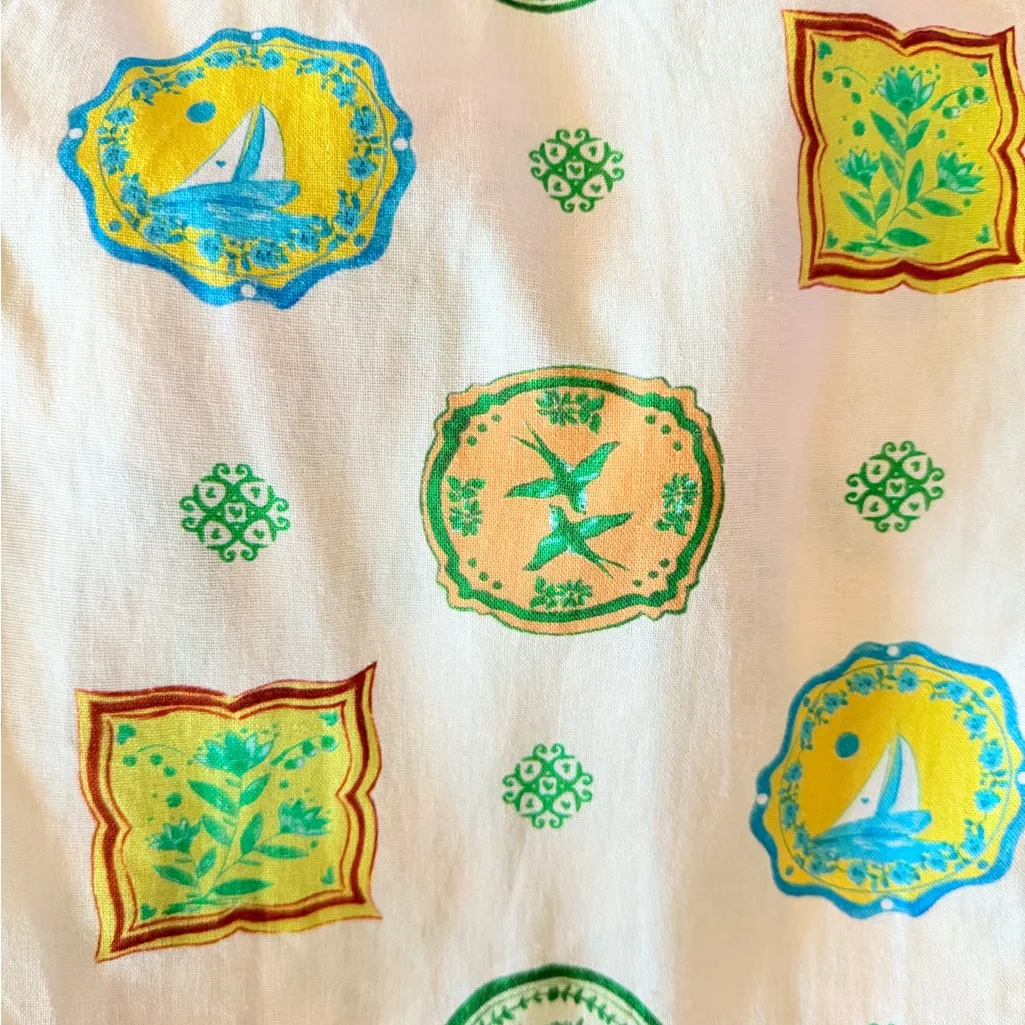 MAISON D’ AMELIE Linen Blend Pull On Tie Waist Pants Summer Boat Vacation Size M Green Size M - Image 4