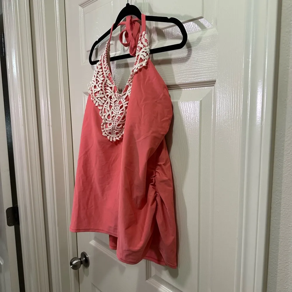 Ava & Viv Women’s Halter Style Swim Top Tankini Size 22W Peach Crochet Lined - Image 4