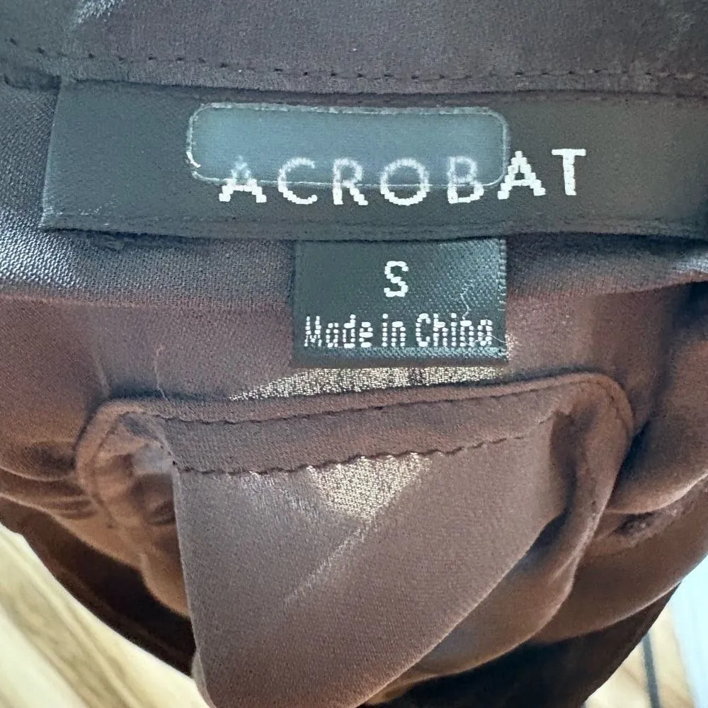 Acrobat Blouse Size Small Dark Grey Shirt VNeck Short Sleeves Silk Minimalist Gray - Image 4