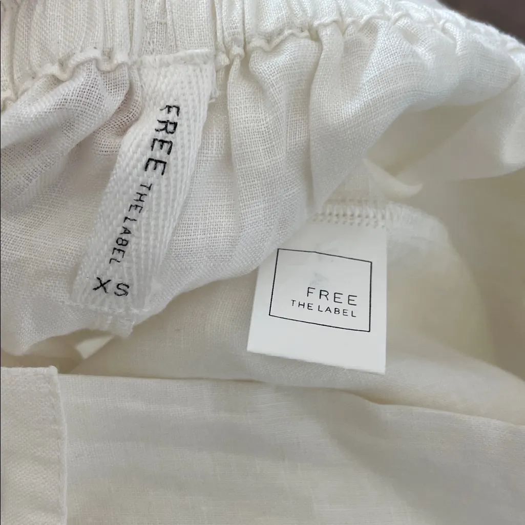 Free The Label Monaco 100% Linen Pants Off White Size X - Image 10