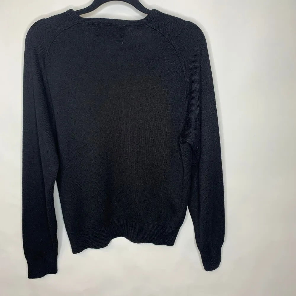 Vintage Black V Neck Sweater Sz Medium - Image 2