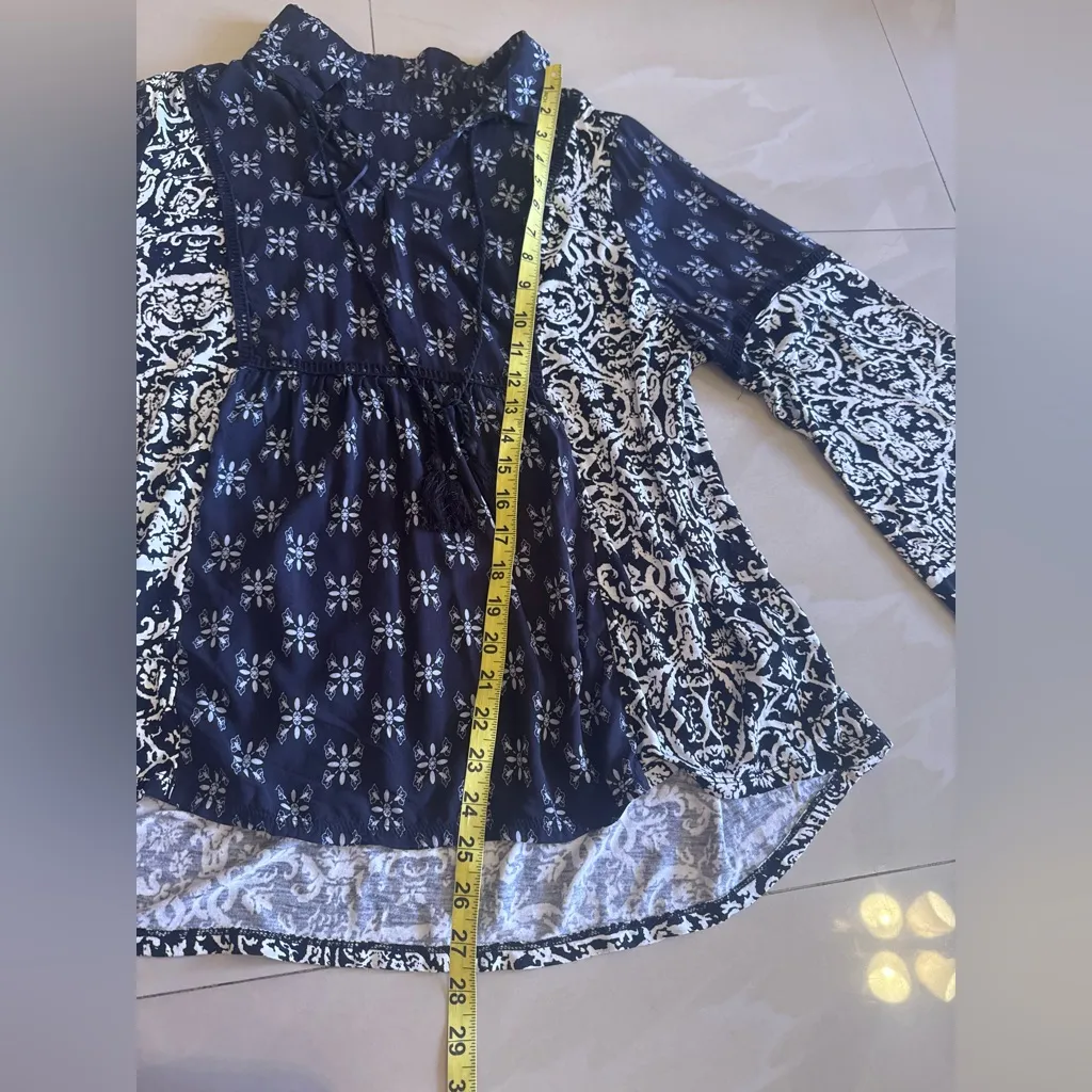 Floral black white tunic boho long sleeves blouse check the measurements - Image 7