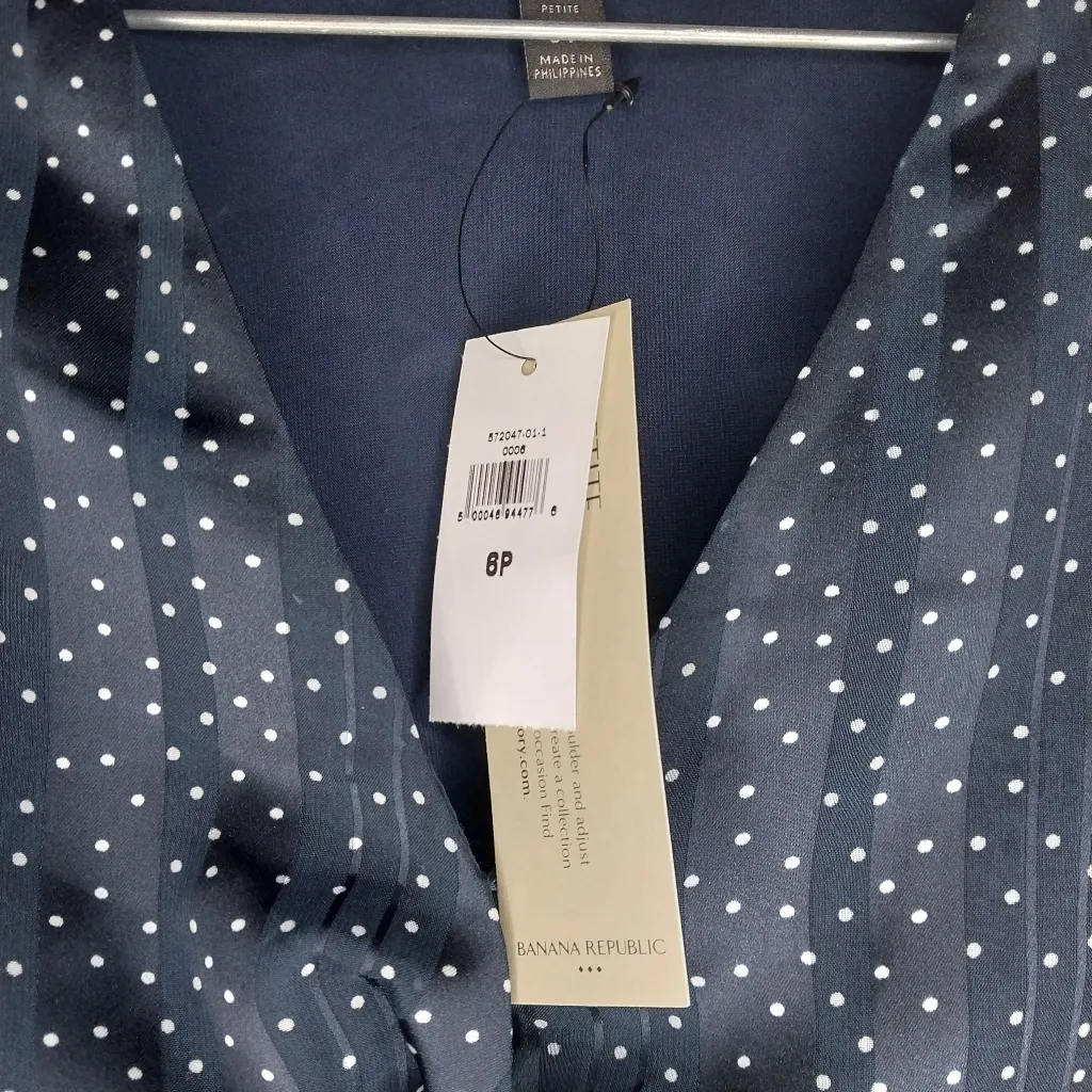 Banana Republic Pleated Tiered Sleeveless Polka Dot Dress NWT - Image 4