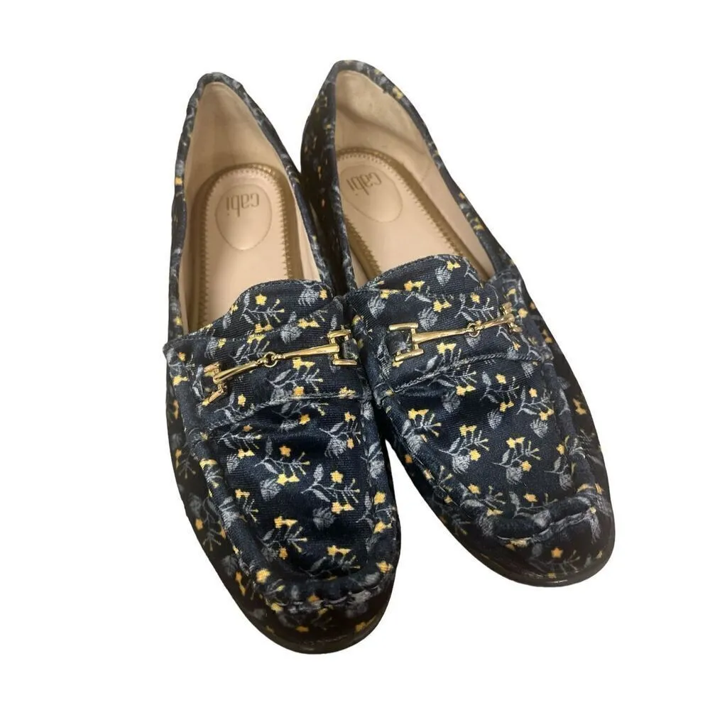 CAbi Carnaby loafer floral blue velvet Horsebit shoes #6005 sz 9.5 - Image 2