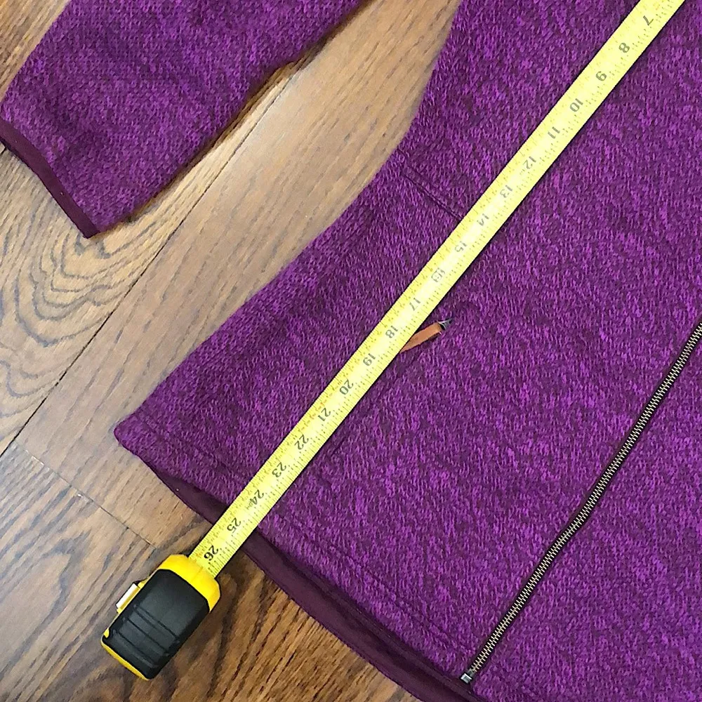 COLUMBIA Womens Raspberry Knit Full Zip Fleece Lined Zip Pockets Hoodie Large - Image 9