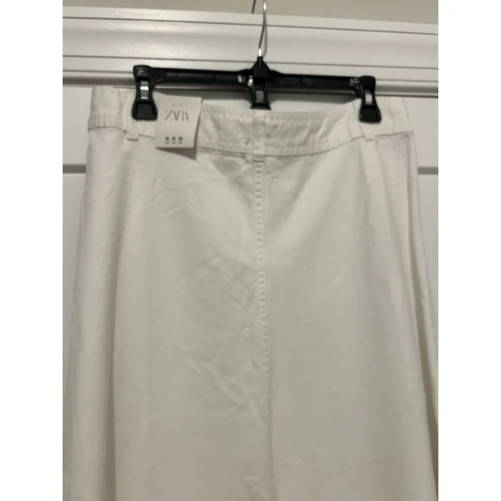 New Zara White Denim Maxi Skirt Size Medium Nautical Preppy Fairy Low Rise USA - Image 7