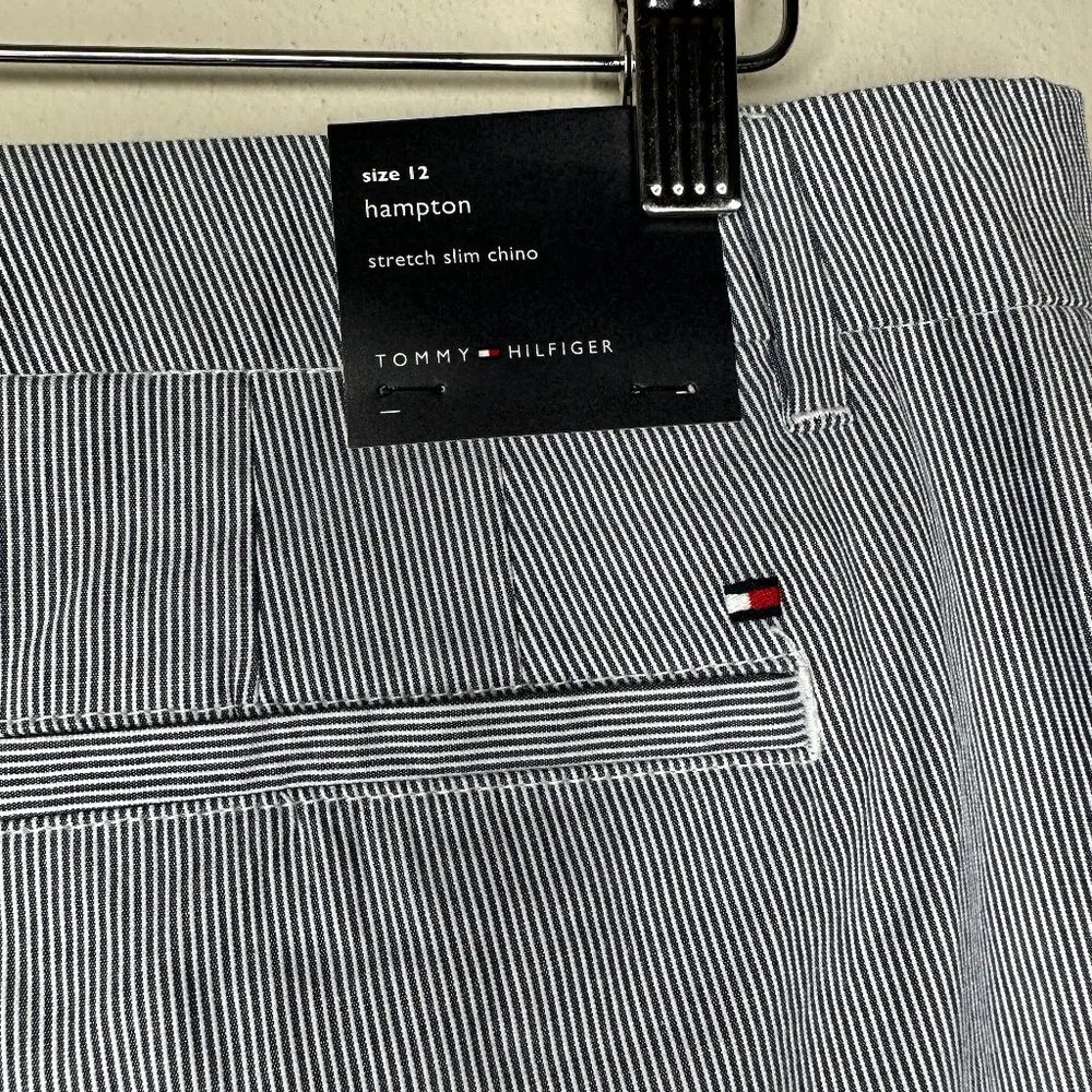 NWT TOMMY HILFIGER HAMPTON STRETCH STRIPED CHINOS - SIZE 12 - Image 9