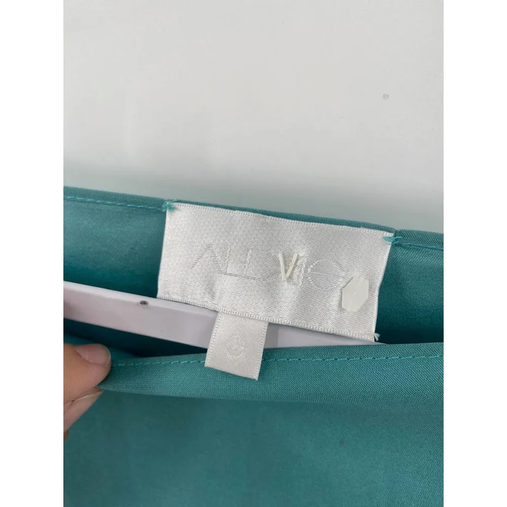 Alexie Clemence Dusty Aqua Blue Long Sleeve Smocked Silk Maxi Dress Size S - Image 5