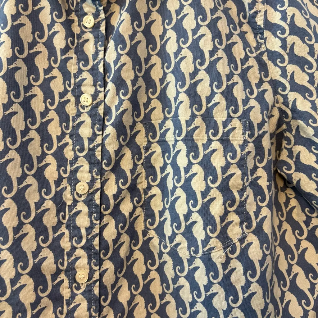 J. Crew boyfriend seahorse chambray long sleeve cotton button up size small Blue - Image 5