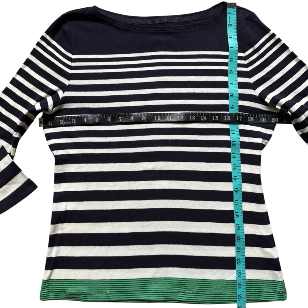 Talbots Blue and White Authentic Talbots Tee Size Large Petite Navy Nautical - Image 3