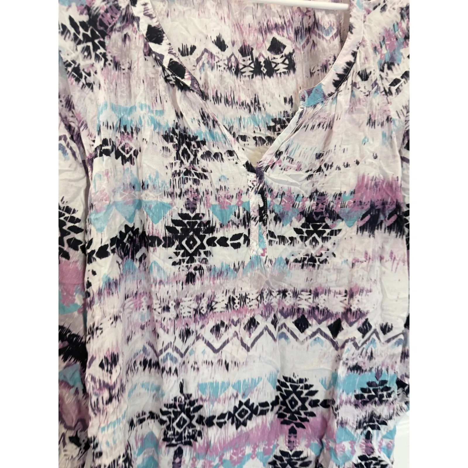 Beach Lunch Lounge Collection Womens M‎ Purple Blue Print Top - Image 2
