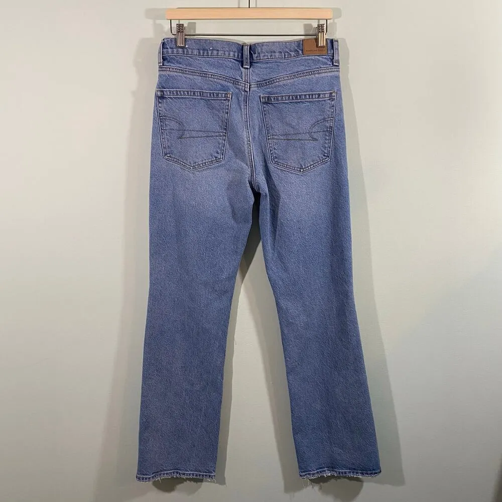 American Eagle Women Blue Slit Hem High Rise 90's Bootcut Jeans Size 8 - Image 7