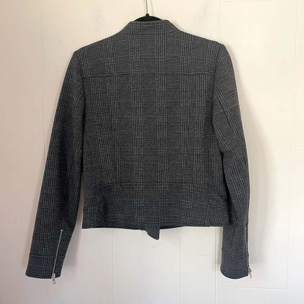 Ann Taylor Grey Plaid Zip Up Jacket Blazer ~ Pockets, Lined ~ Women’s Size 2 - Image 3