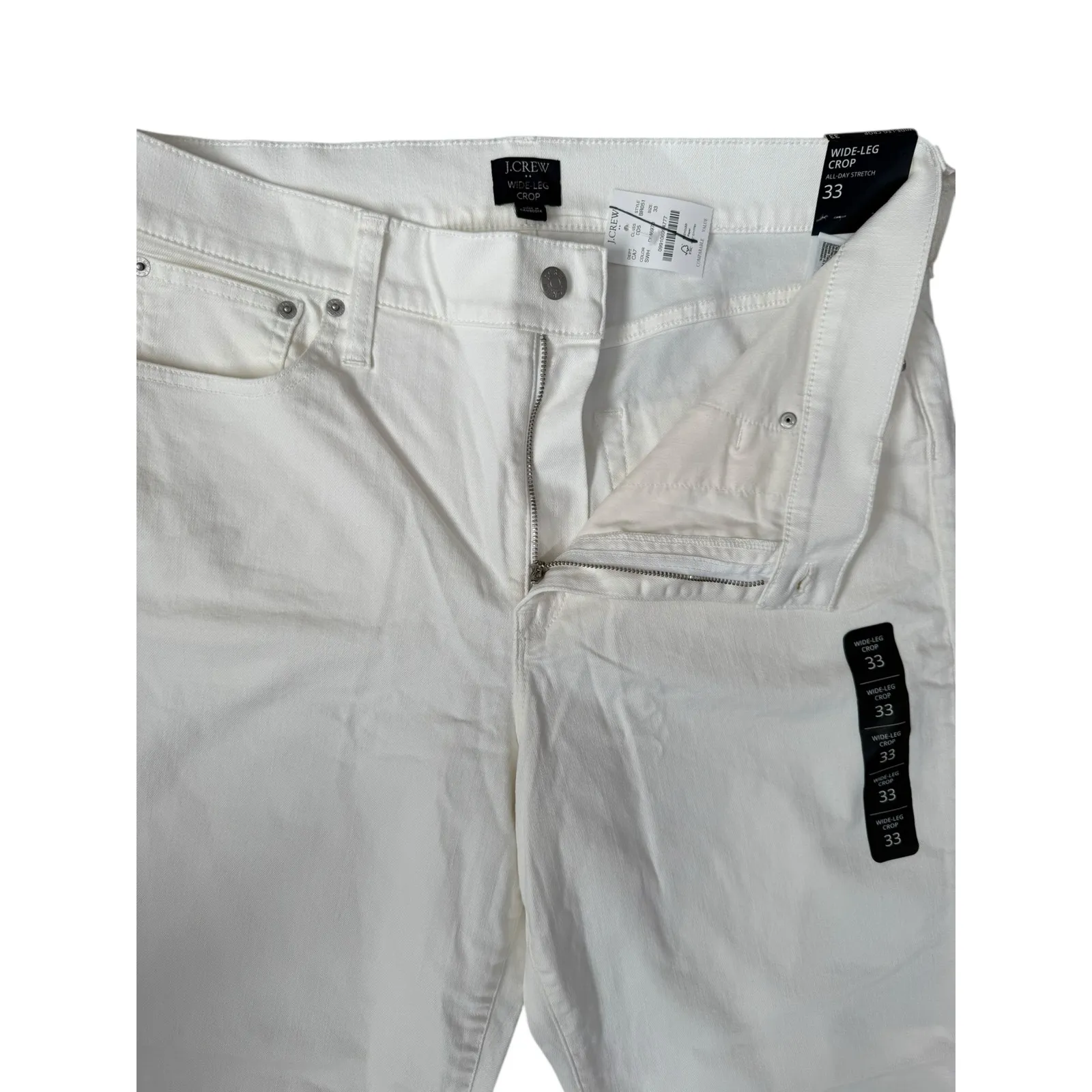 J. Crew Wide-Leg Crop Stretch Jean in All-Day Stretch Seashell White Size‎ 33 - Image 9