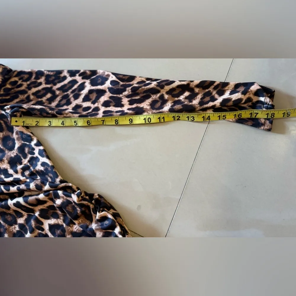 Long Sleeve Stretch Cheetah Animal Print Mini Dress top size small - Image 6