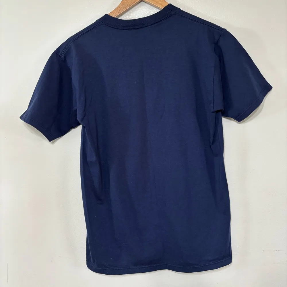 Vintage Jerzees Navy T-Shirt with American Flag Heart Design Size M 4th of July - Image 5